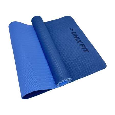 Коврик для йоги и фитнеса UNIX Fit 180 х 61 х 0,6 см двуцветный голубой
