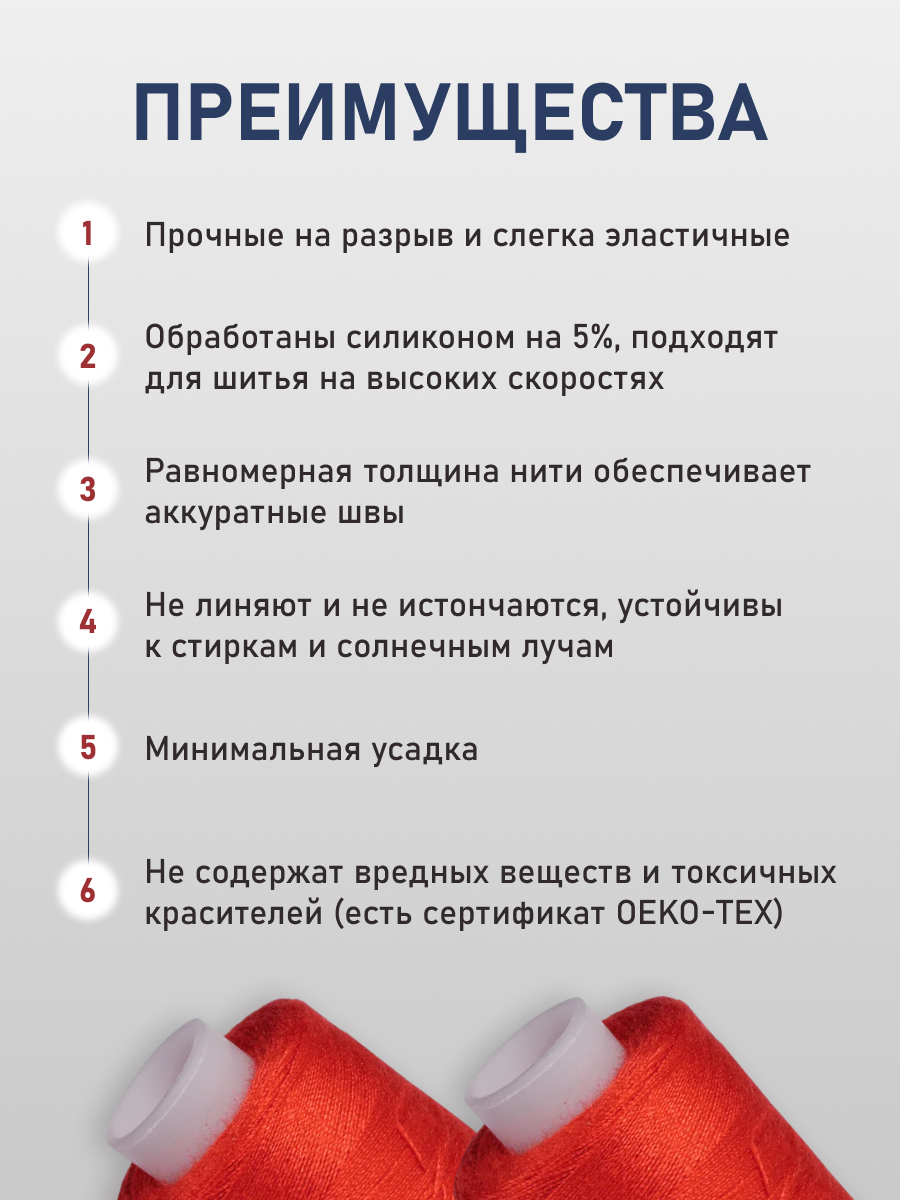 Нитки для шитья 40/2 Bestex 10шт цв 22 - фото 3