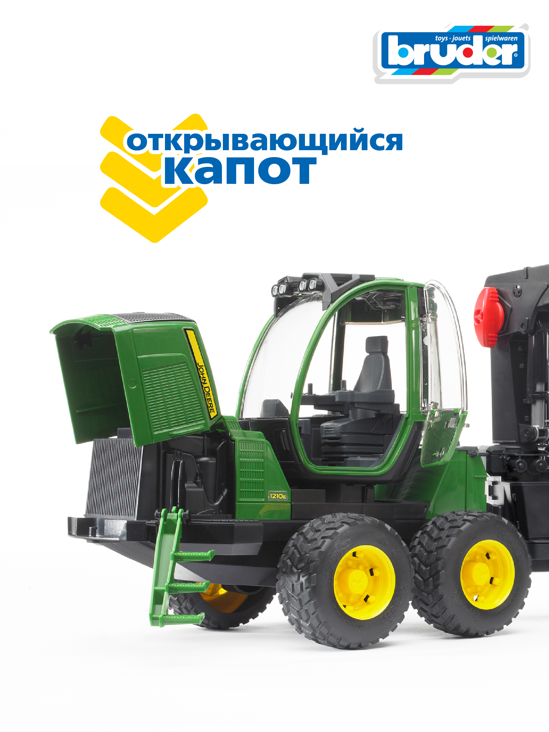 Трактор Bruder John Deere И прицеп, манипулятор, брёвна 02-133 - фото 4