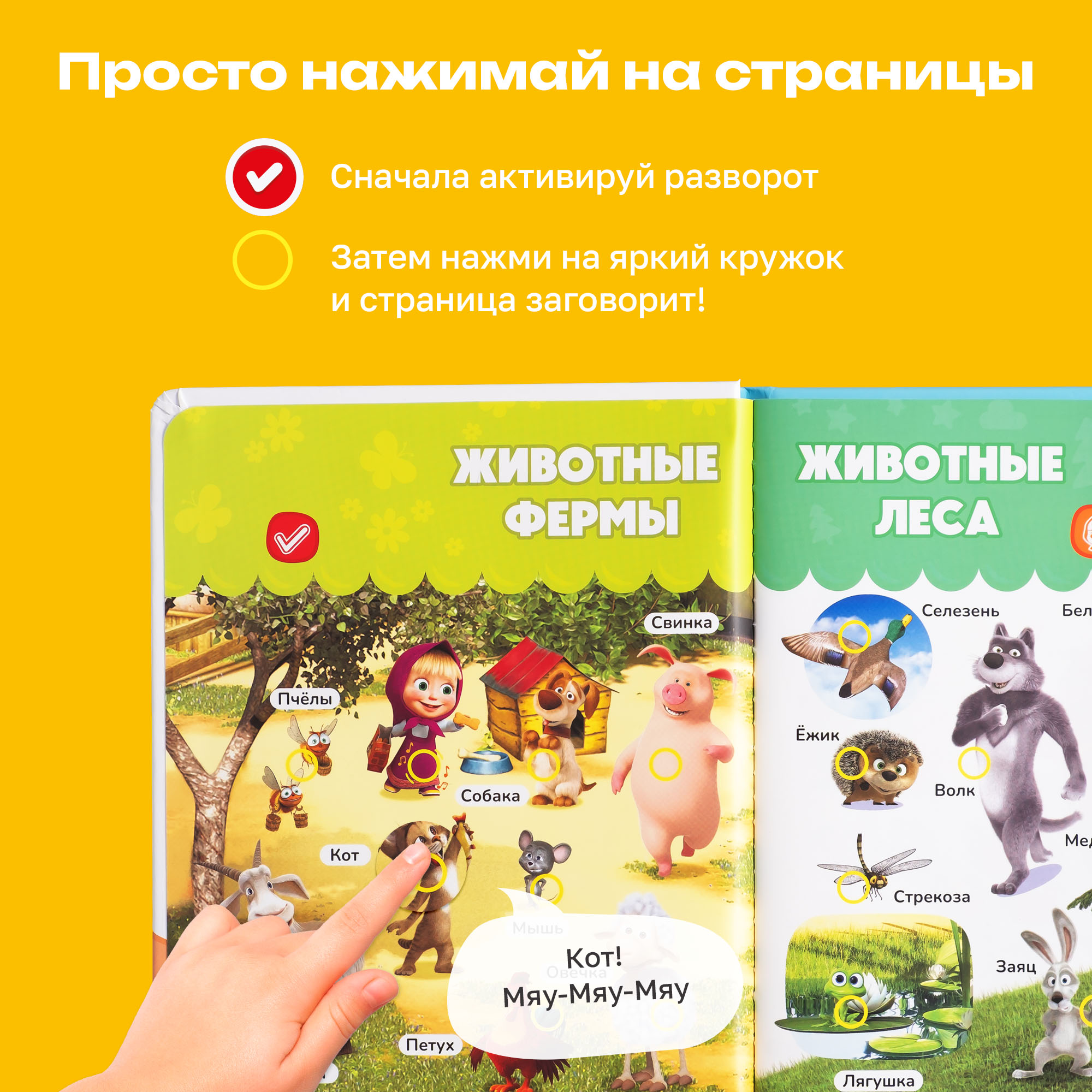 Комплект говорящих книжек BertToys Нажималки: Животные + Маша и медведь - фото 3