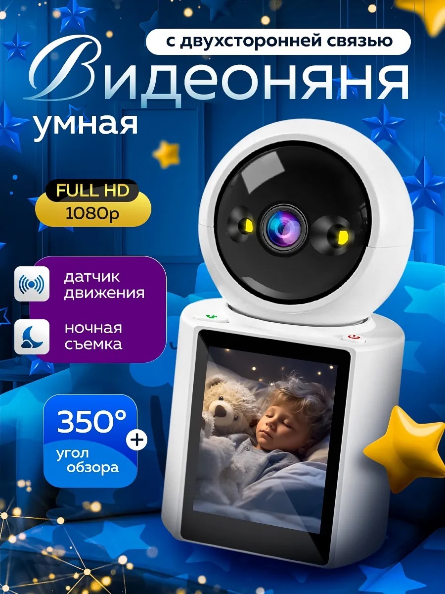 Камера видеонаблюдения Wi-Fi CASTLELADY поворотная с динамиком видеоняня - фото 1