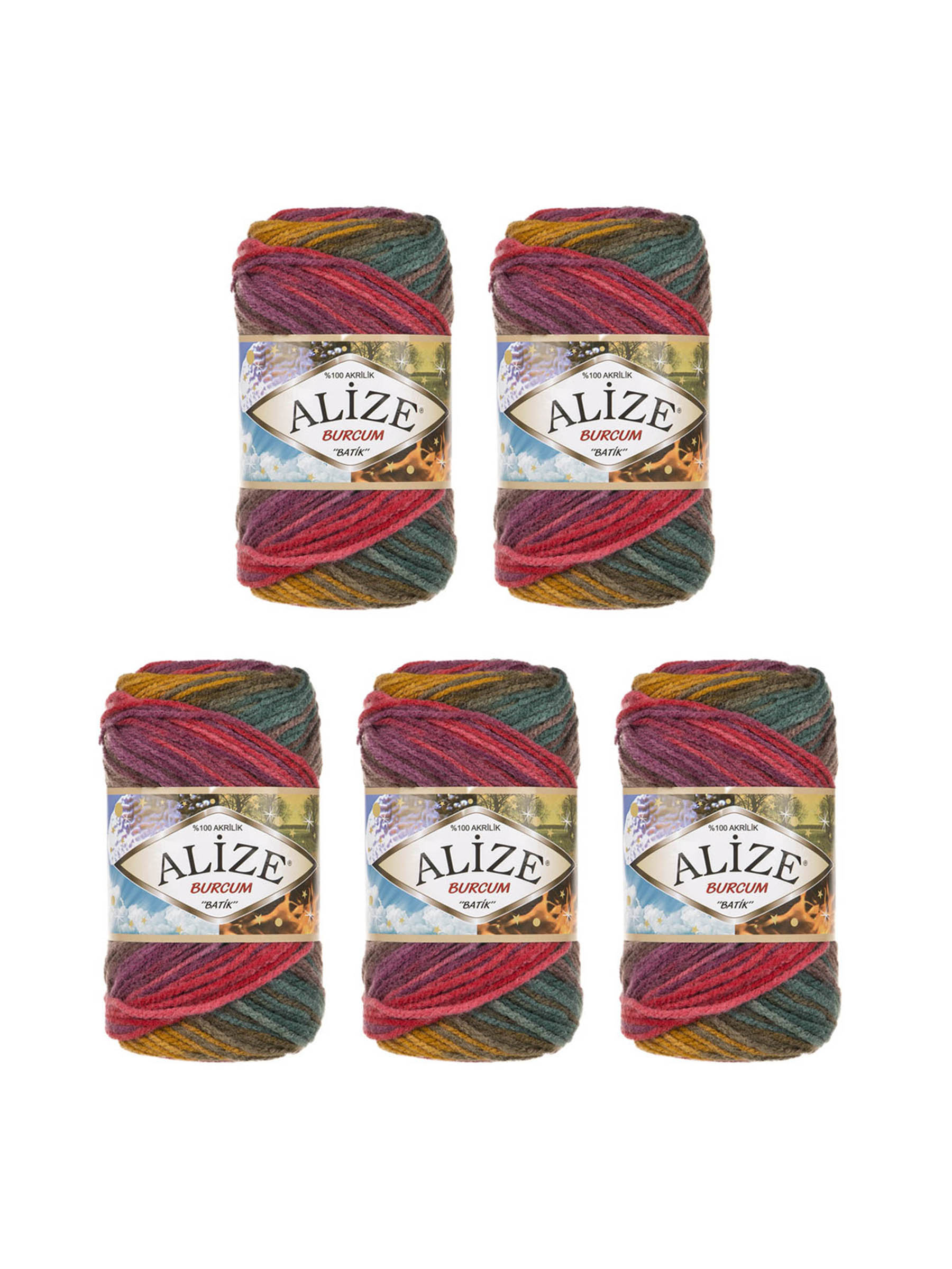 Пряжа Alize для вязания Burcum Batik 100 гр 210 м 5 мотков 3368 секционный - фото 6