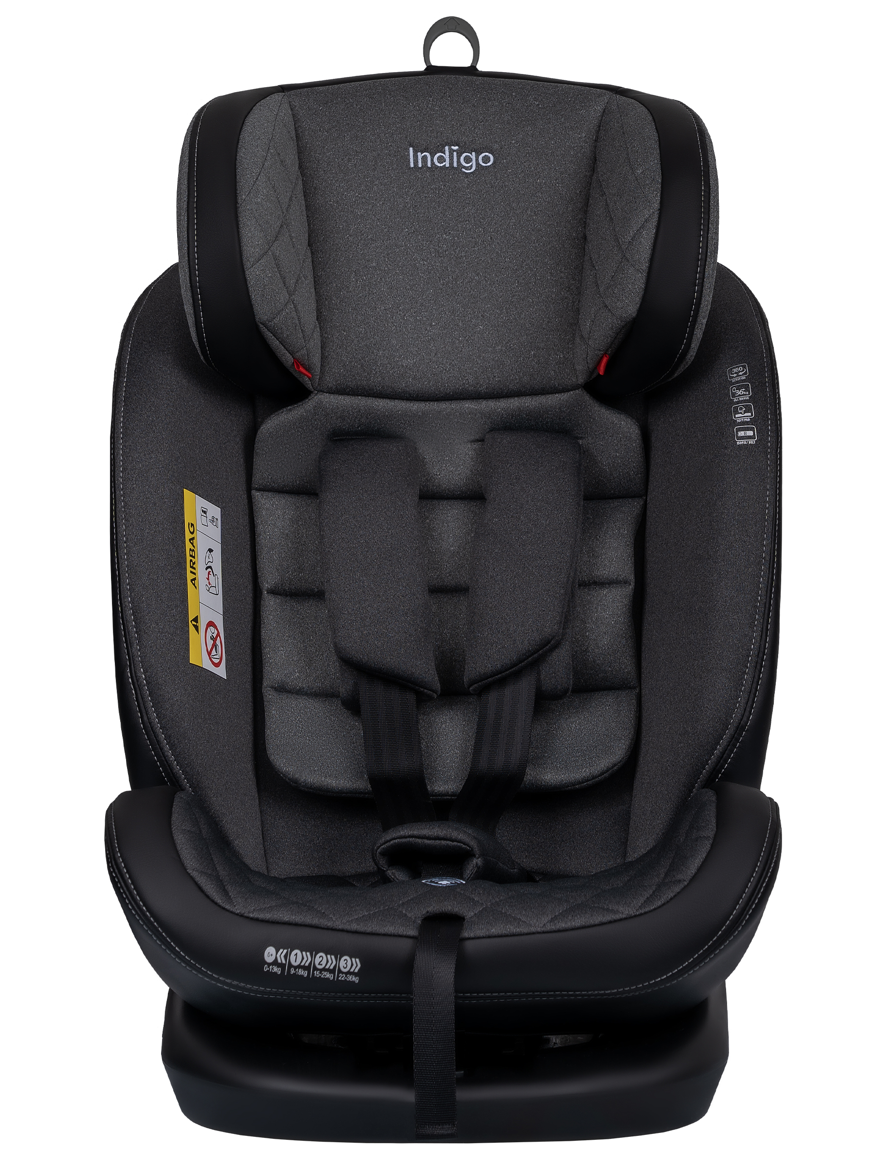 Автокресло Indigo Aero, серый Isofix 0+/1/2/3 (0-36 кг) - фото 8