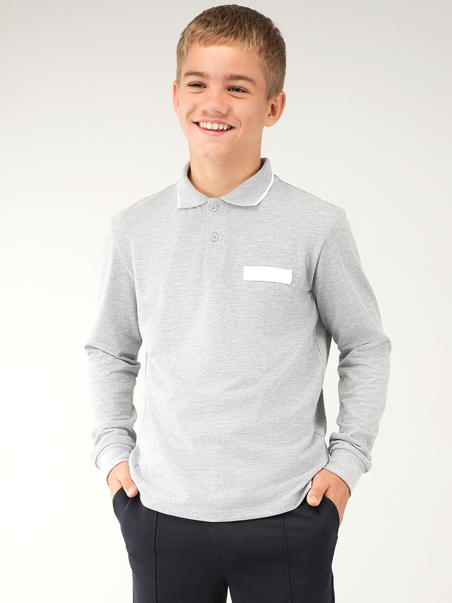 Рубашка-поло HappyFox HF77146серыймеланж.с.белой.полоской - фото 8