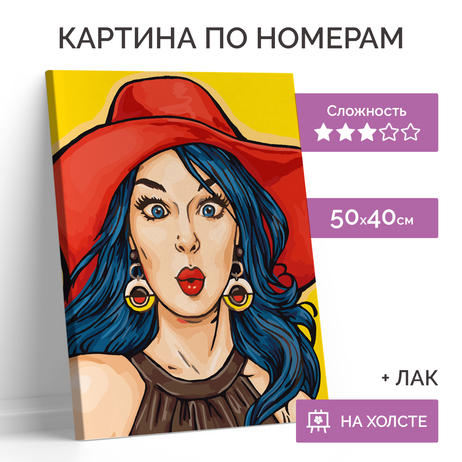 Картина по номерам LORI(колорит) Девушка в красной шляпке - фото 2