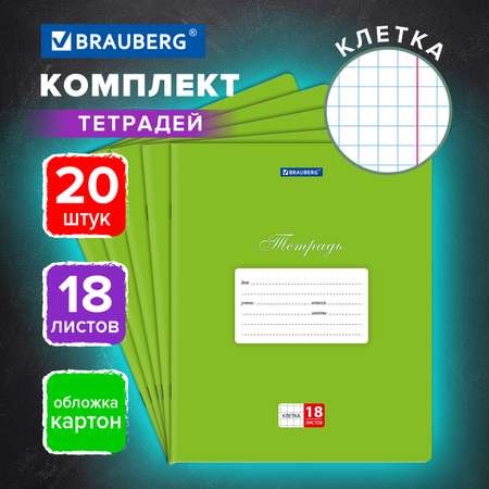 Тетрадь Brauberg клетка 18 лист. 20 шт.