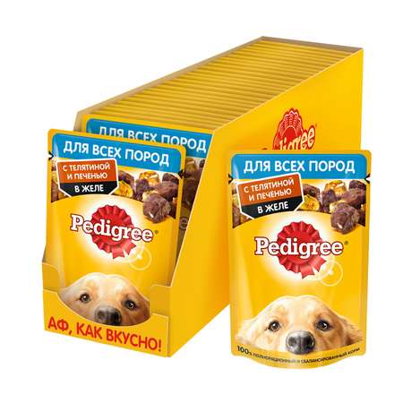 Корм для собак Pedigree телятина и печень в желе консервированный 85г