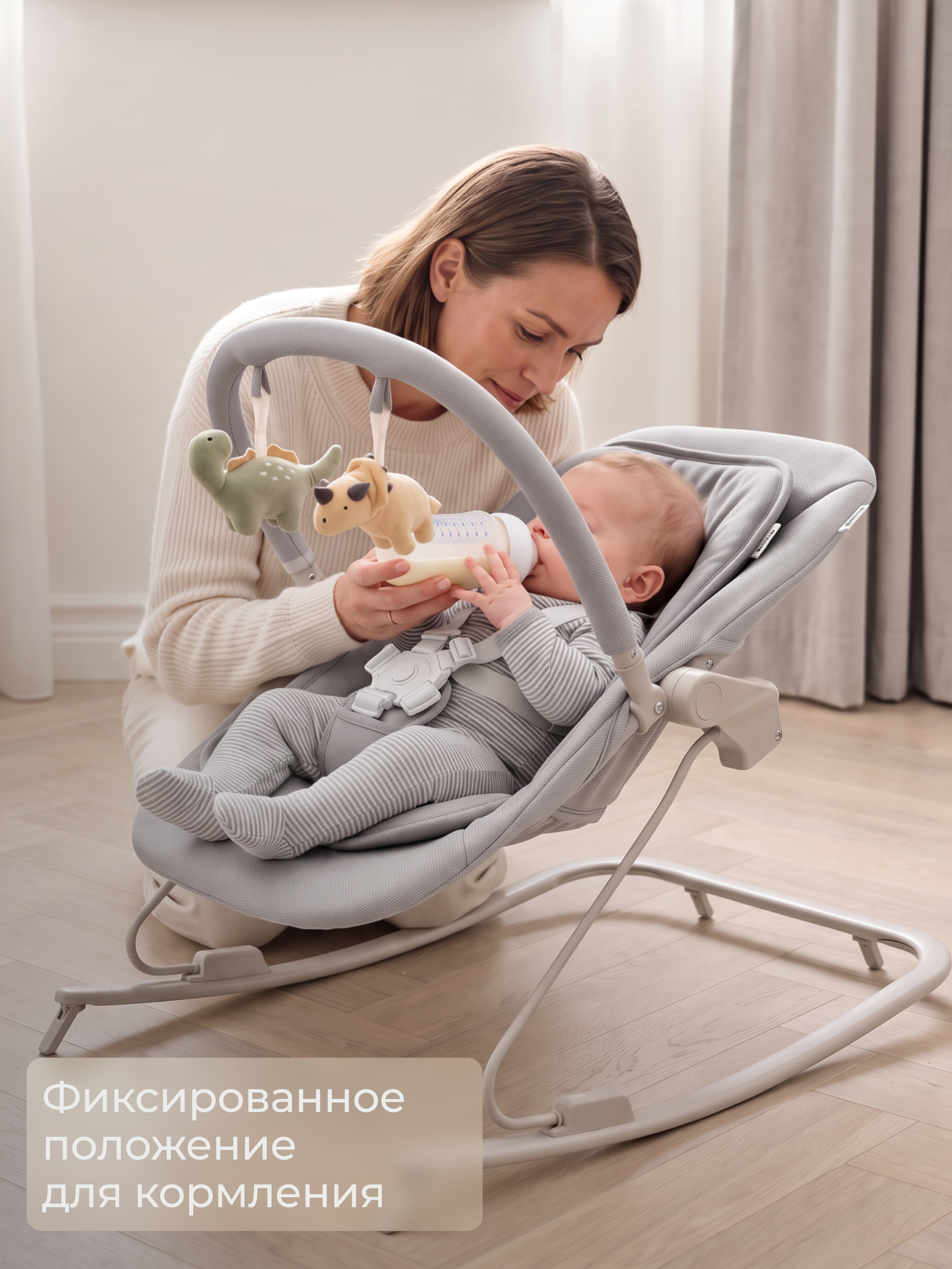 Шезлонг UNIX Kids Dino серый - фото 10