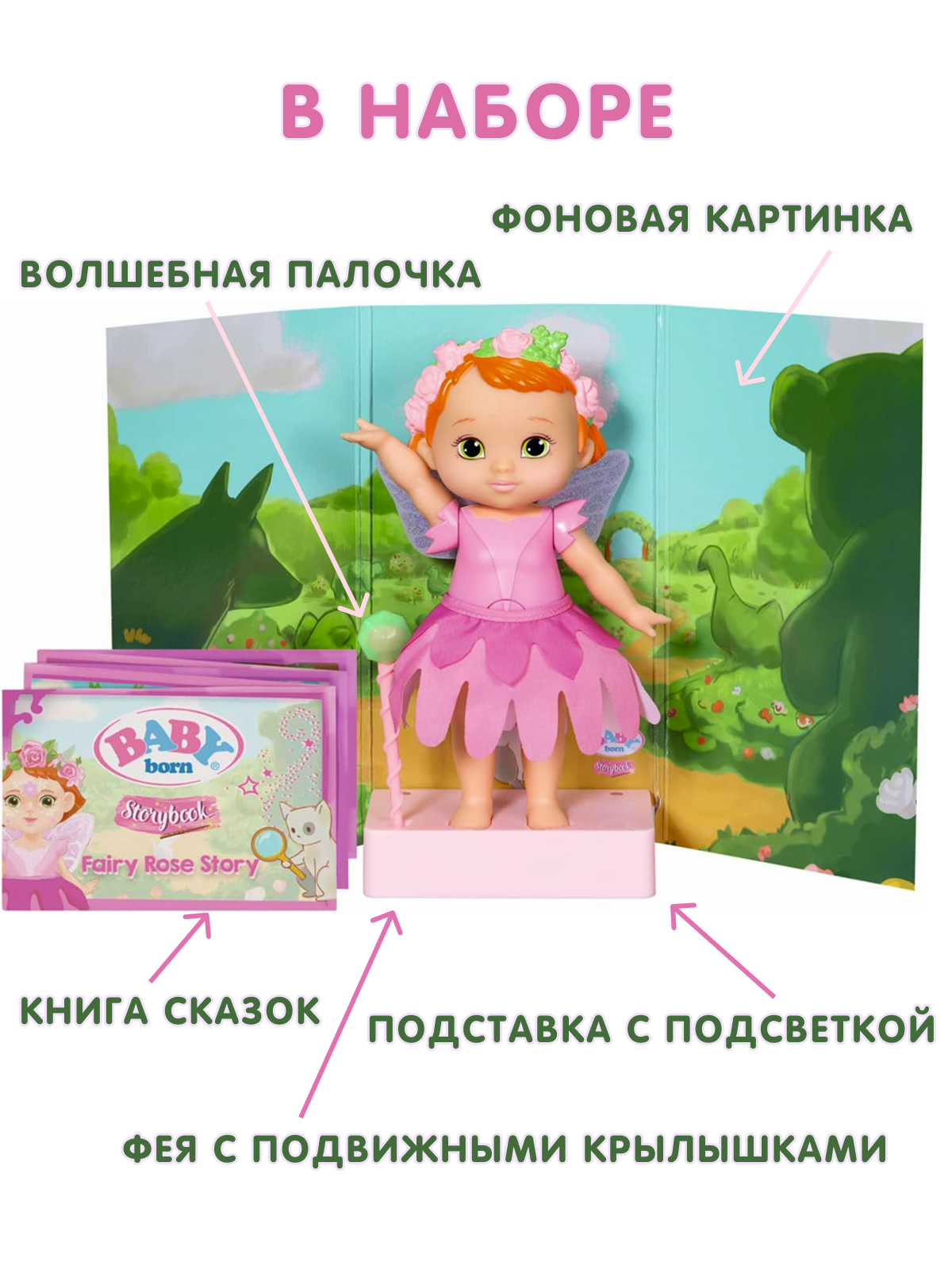 Кукла классическая BABY BORN Storybook Fairy Rose Фея Роза высота 18 см ‎833797 Rose - фото 5