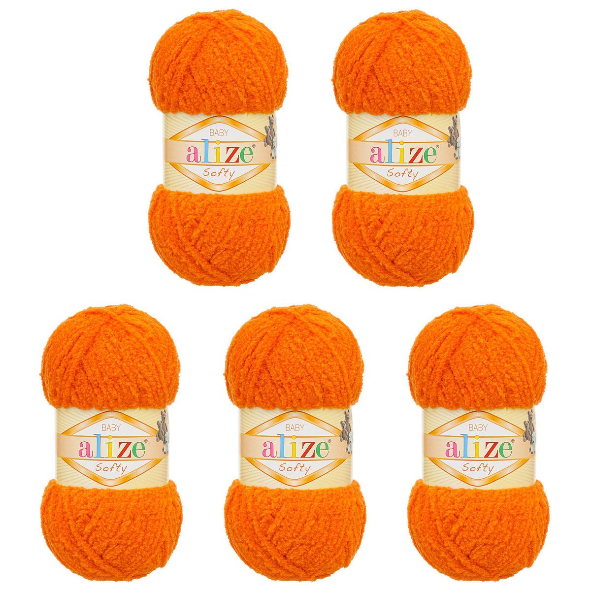Пряжа для вязания Alize softy 50 гр 115 м микрополиэстер мягкая фантазийная 6 оранжевый 5 мотков - фото 6