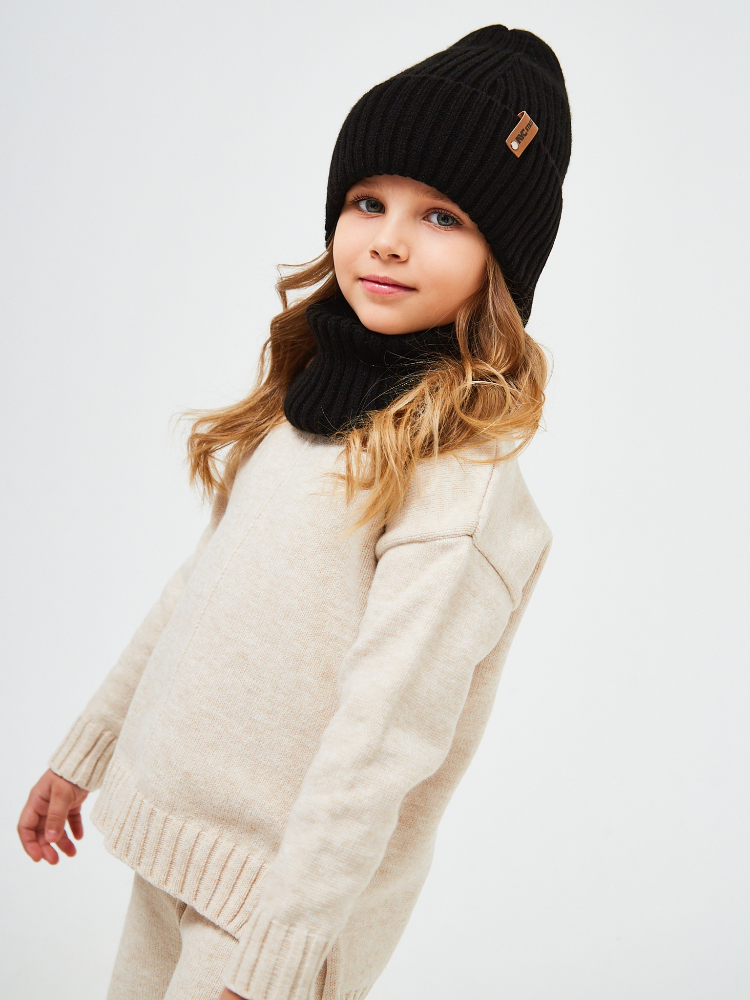 Шапка и снуд NYCkids NYC-H-53-poloski-blackG - фото 11