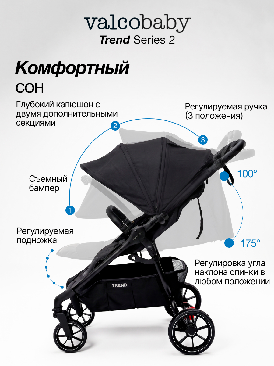 Коляска прогулочная Valco baby Trend серия 2 черный - фото 3