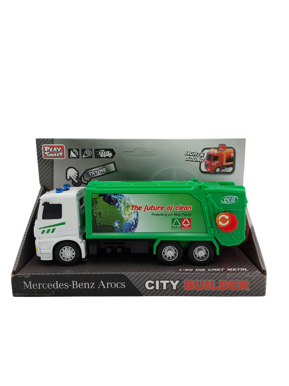 Мусоровоз Play Smart Mercedes со светом и звуком 1:50 в ассортименте 6727 - фото 1