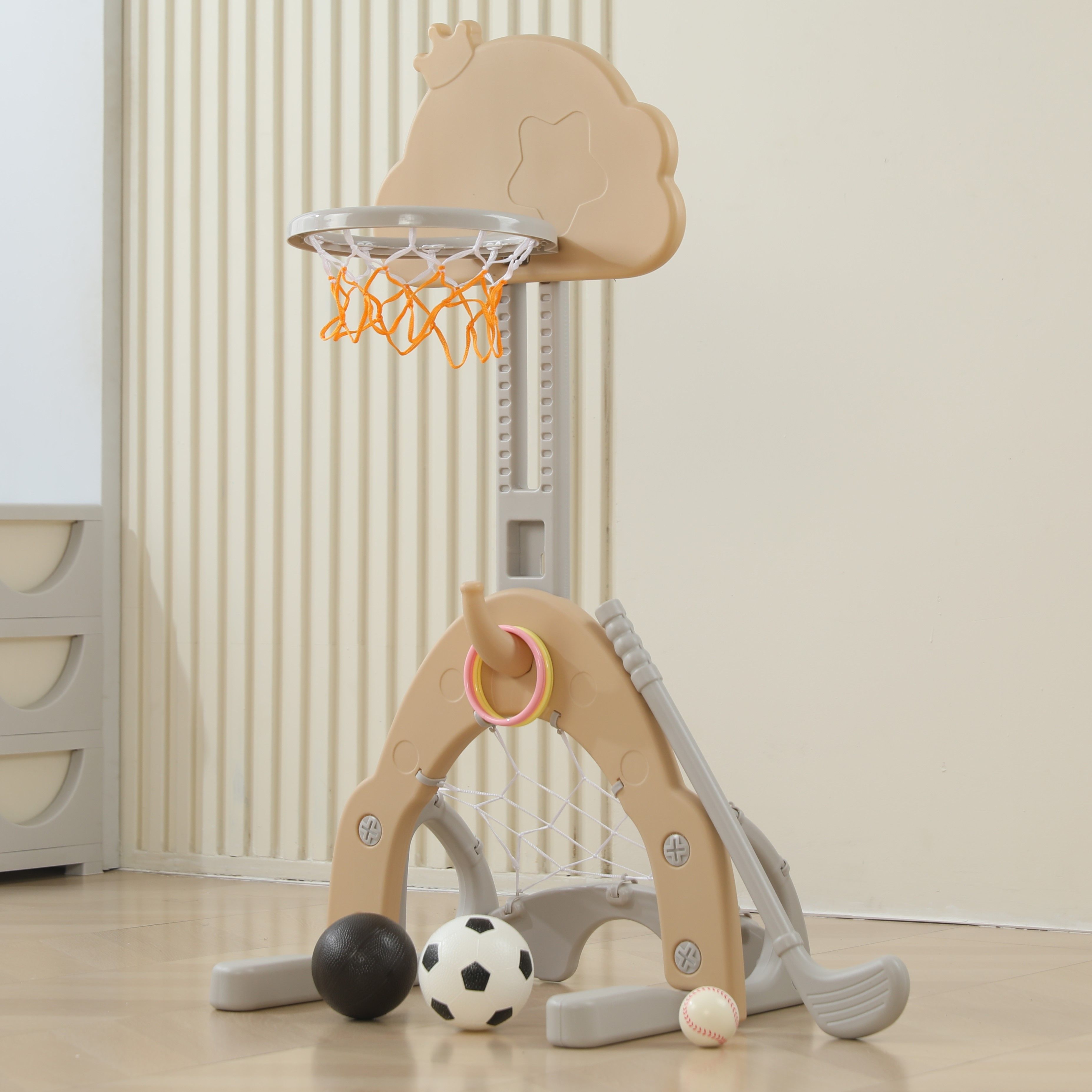 Баскетбольная стойка детская UNIX Kids Star сamel 2в1 для дома и улицы хоккейные футбольные ворота - фото 8