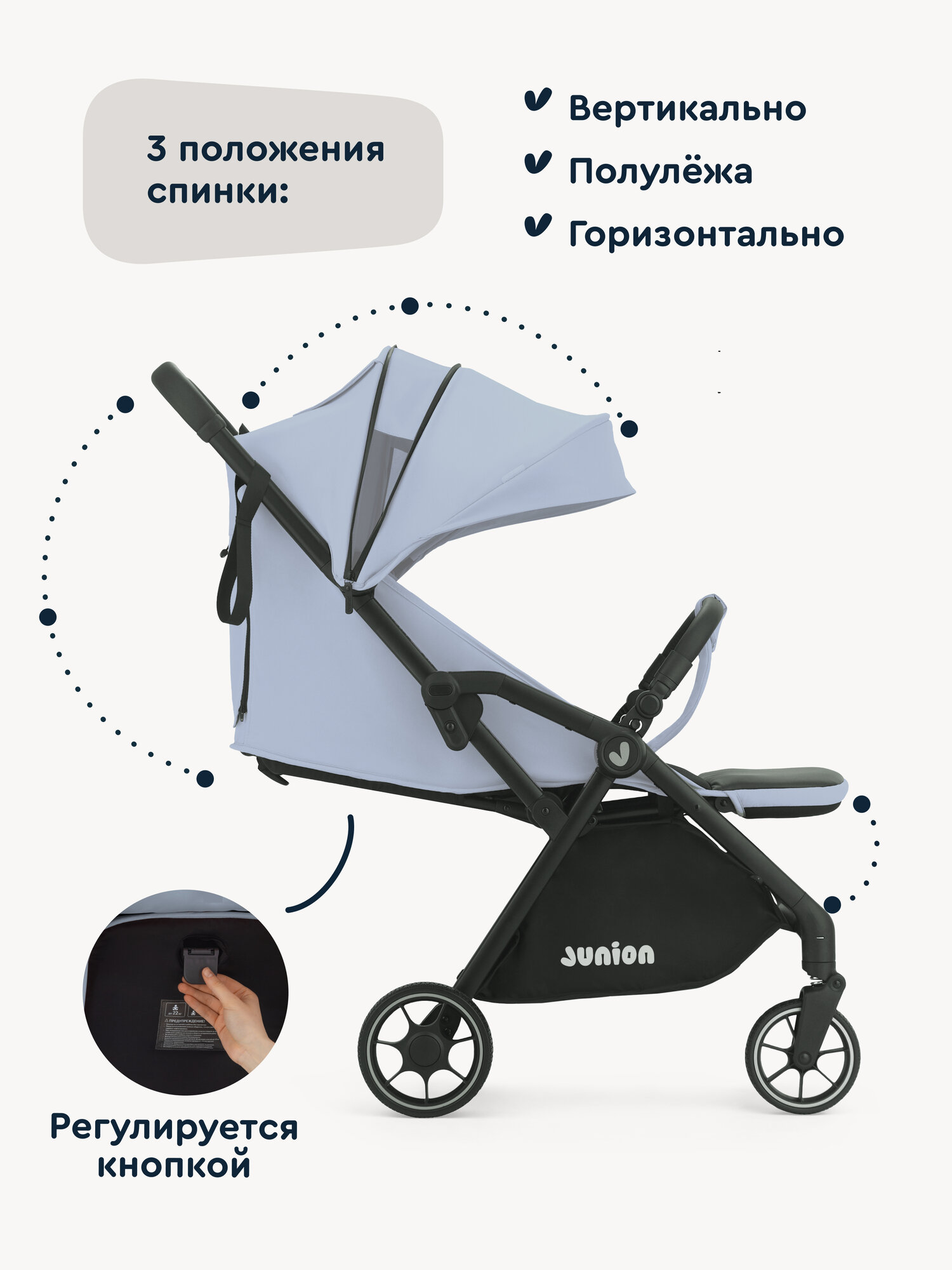 Коляска прогулочная Junion Flokky синий - фото 3