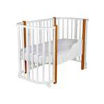 Детская кроватка Ingo Baby Lux BL-01 3 в 1 с бортиком белый натуральный, поперечный маятник