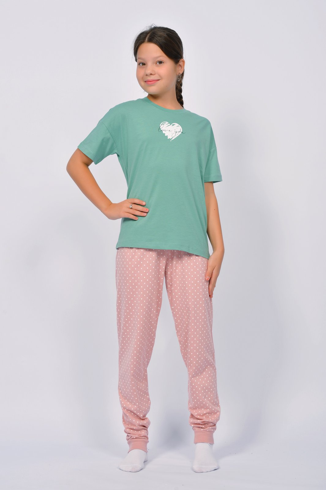 Пижама Lets Go 91277_оливковый/пыльная роза - фото 2