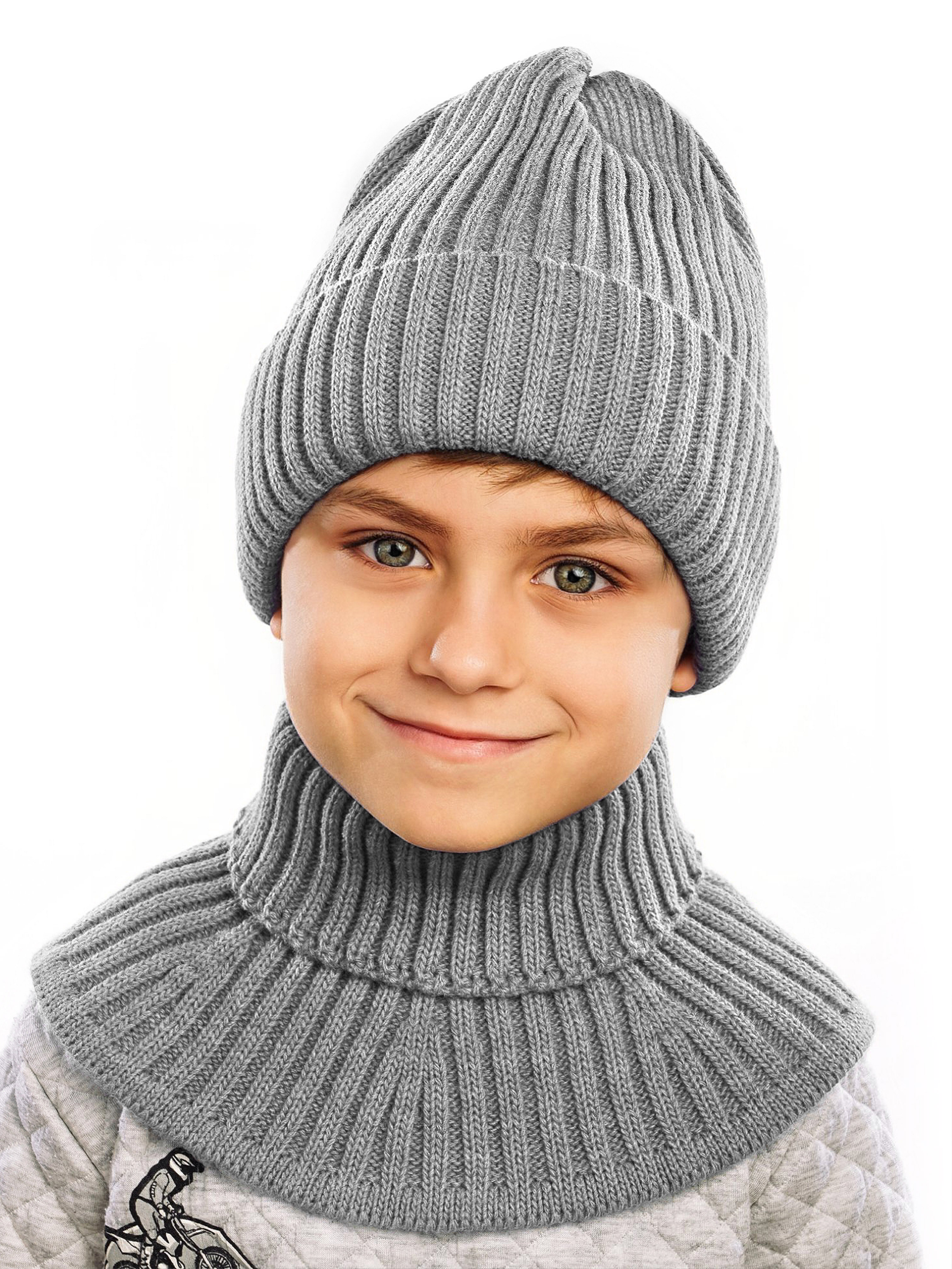 Шапка и снуд ПриКиндер U-W_233979 Цвет: Серый меланж - фото 13