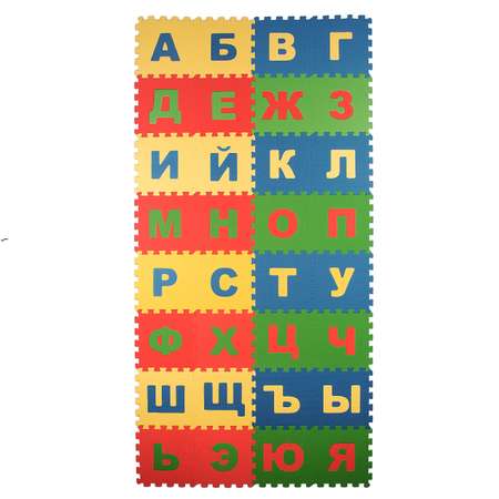 Развивающий детский коврик Eco cover игровой для ползания мягкий пол Русский Алфавит 25х25