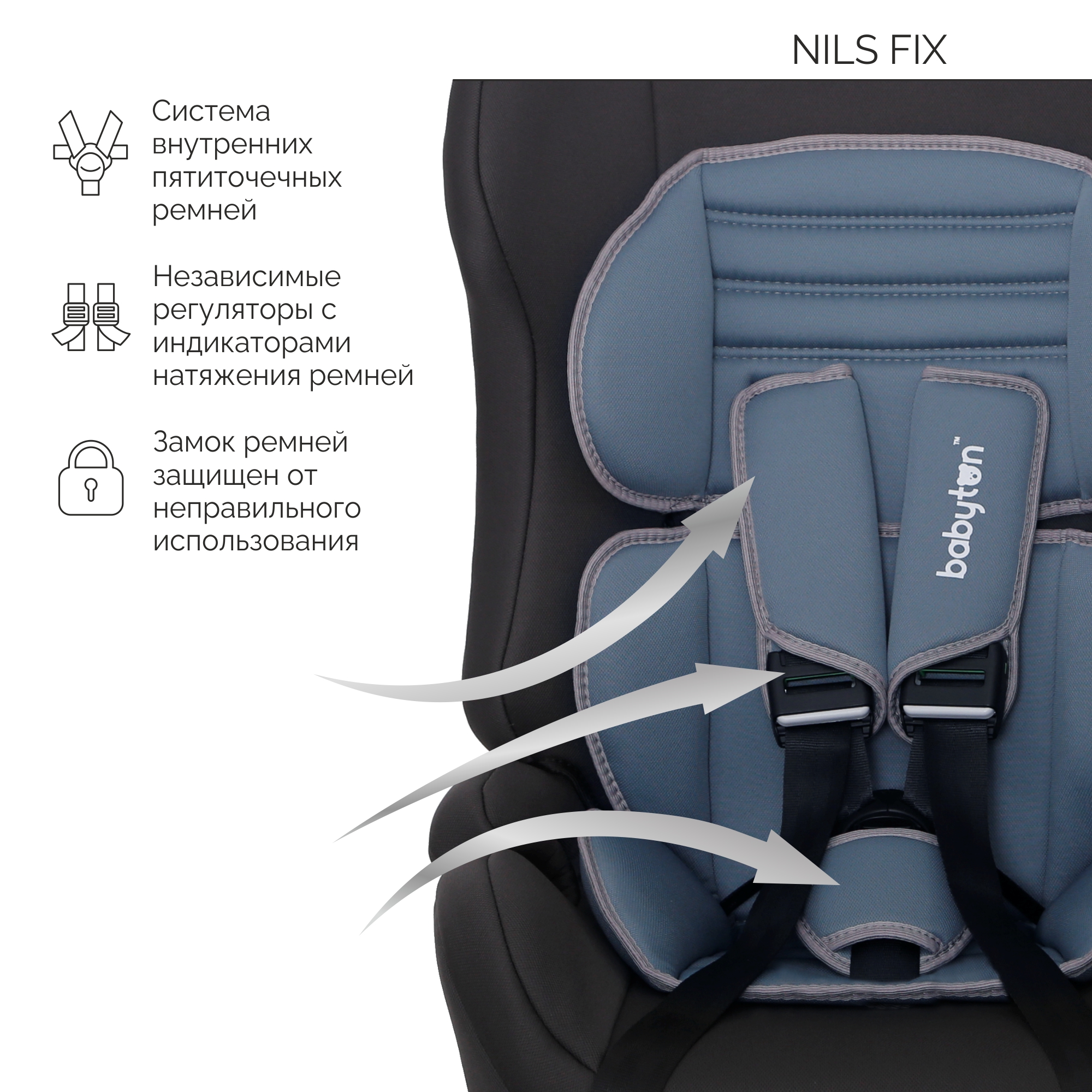Автокресло Babyton Nils FIX I/II/III Isofix 1/2/3 (9-36 кг) - фото 7