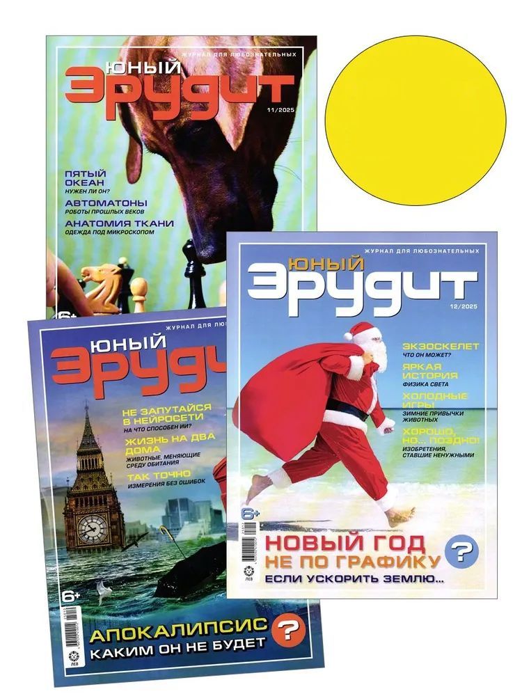 Набор детских журналов ИД Лев Юный Эрудит №10+№11+№12 2025 - фото 1