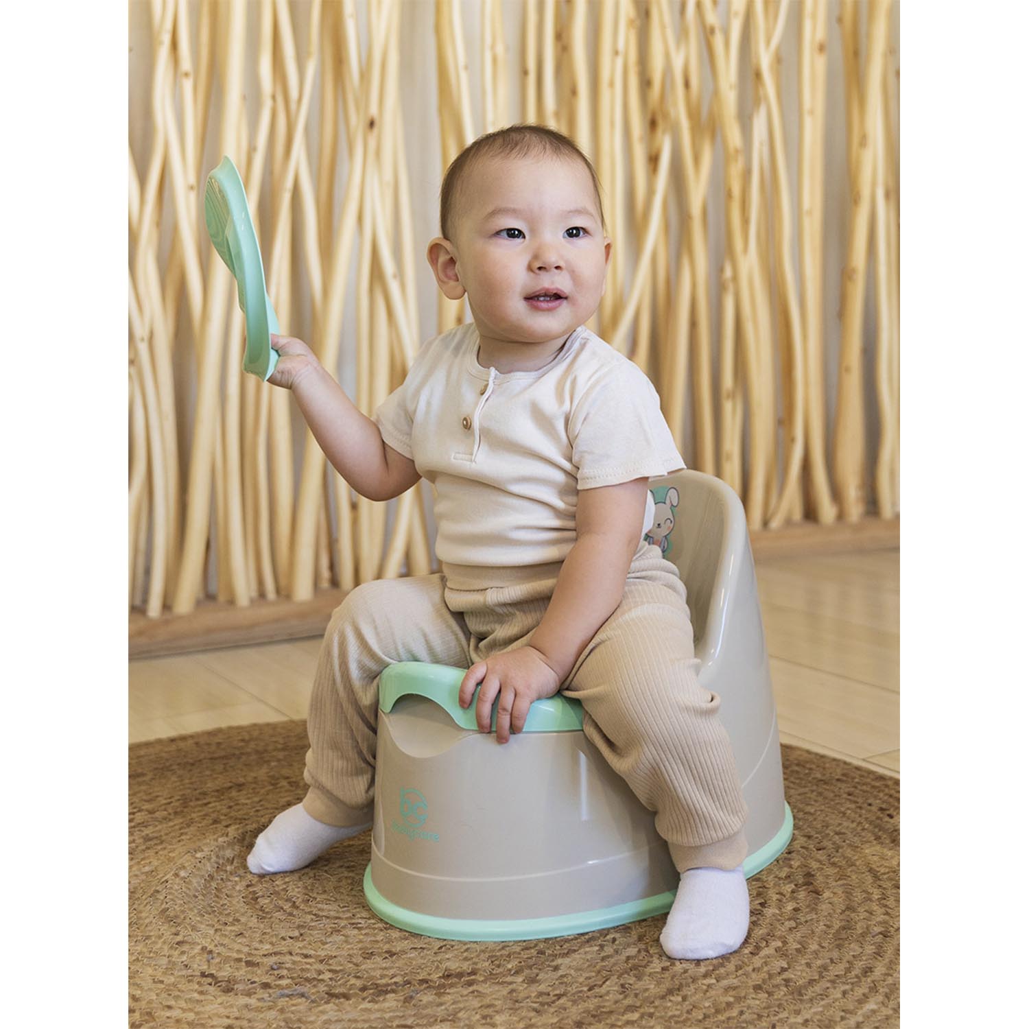 Горшок детский BabyCare Bunny серый-мятный - фото 12