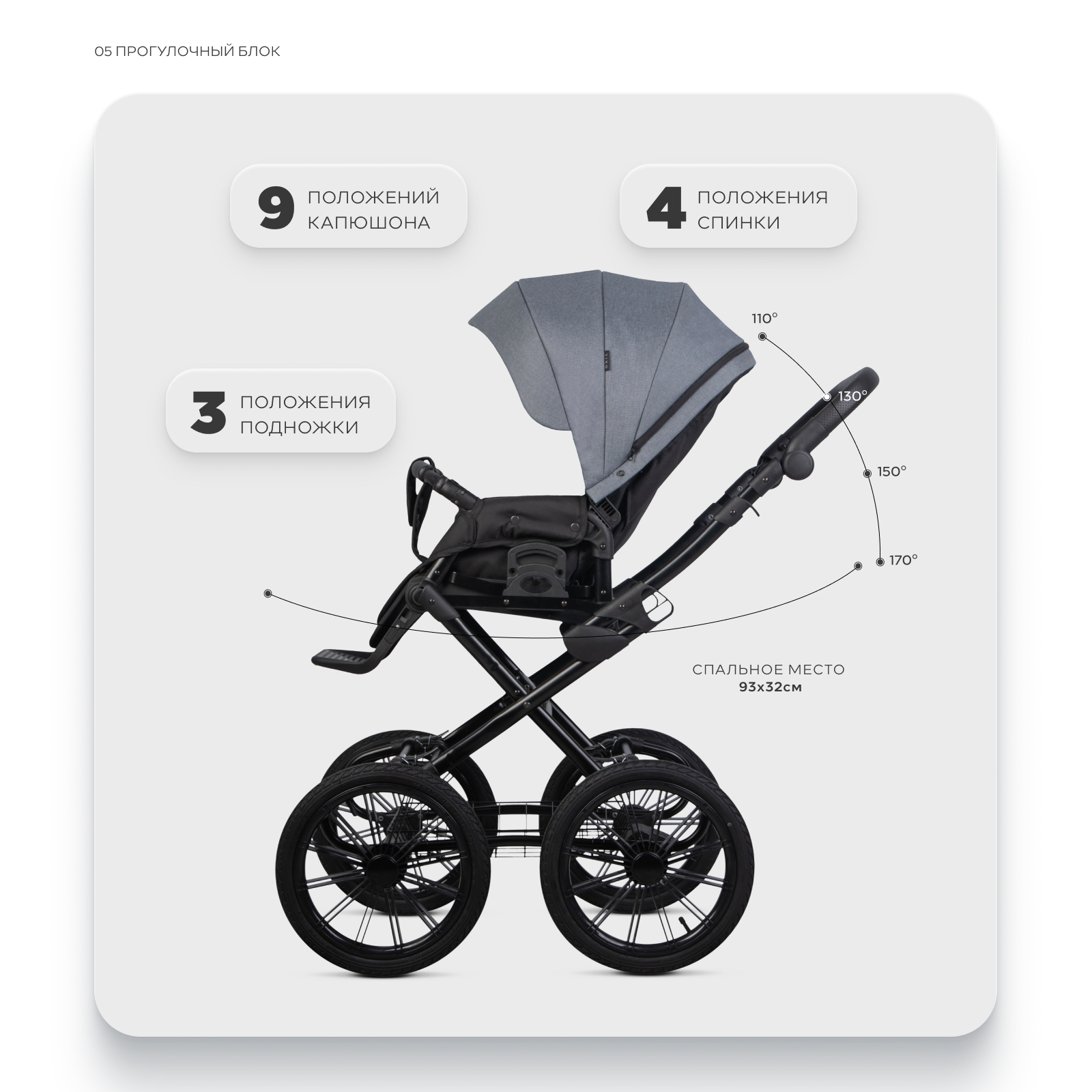 Коляска 2в1 Riko Basic Montana X Prestige серый - фото 5