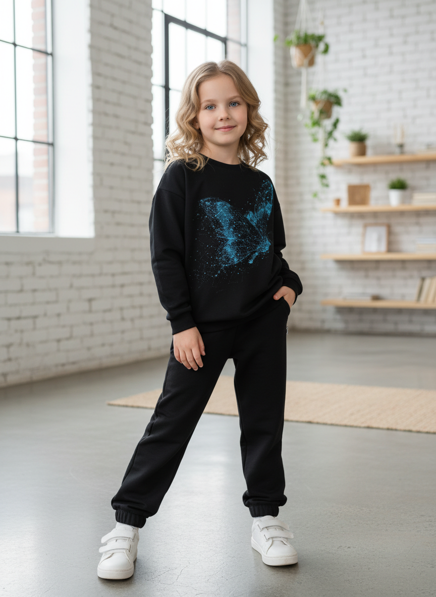 Костюм для девочки Утенок 7045г черный бабочка - фото 1