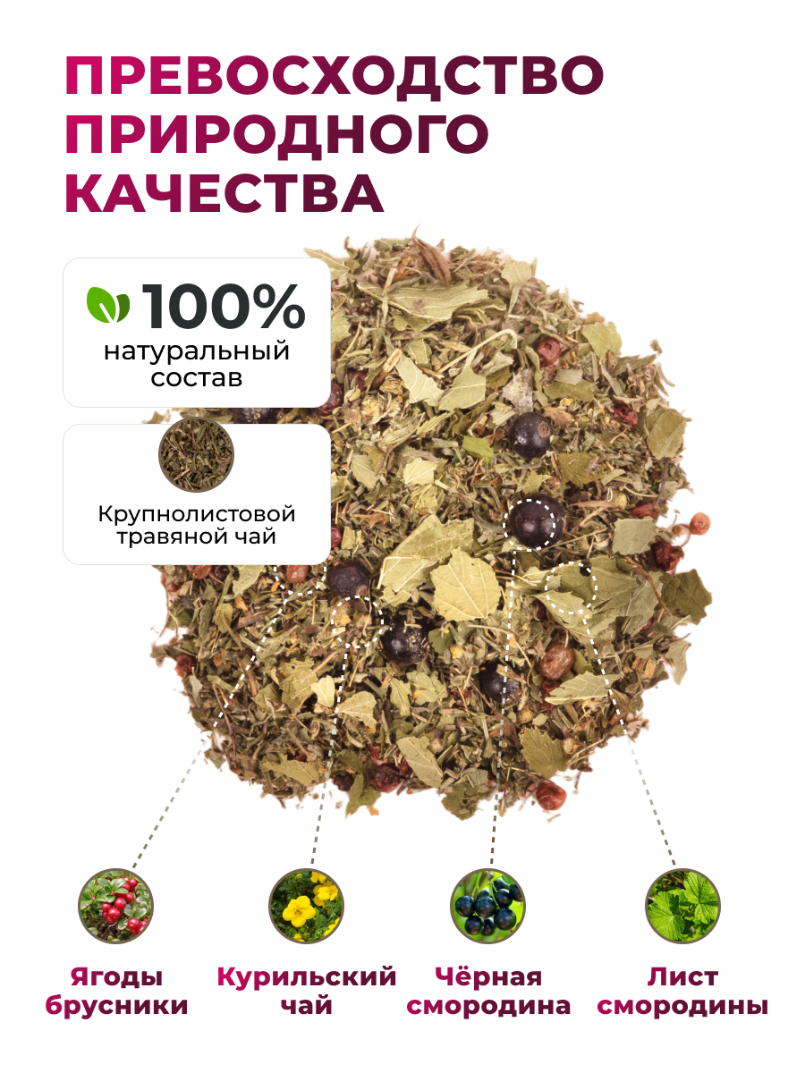 Напиток чайный Предгорья Белухи Курильский чай с брусникой и черной смородиной 45 г - фото 3