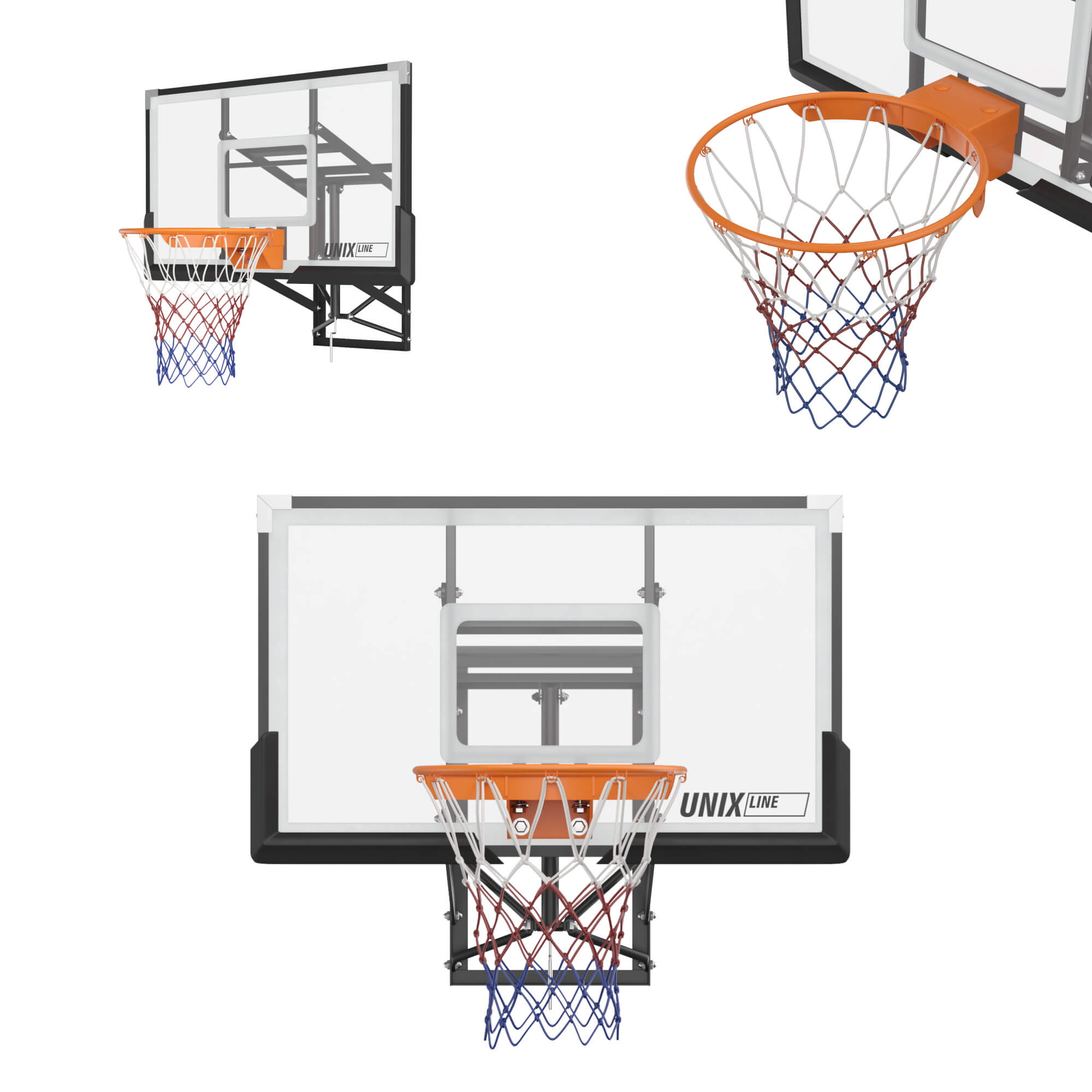 Баскетбольный щит UNIX line из поликарбоната в стальной раме B-Backboard-PC размер щита диаметр кольца R45 - фото 15