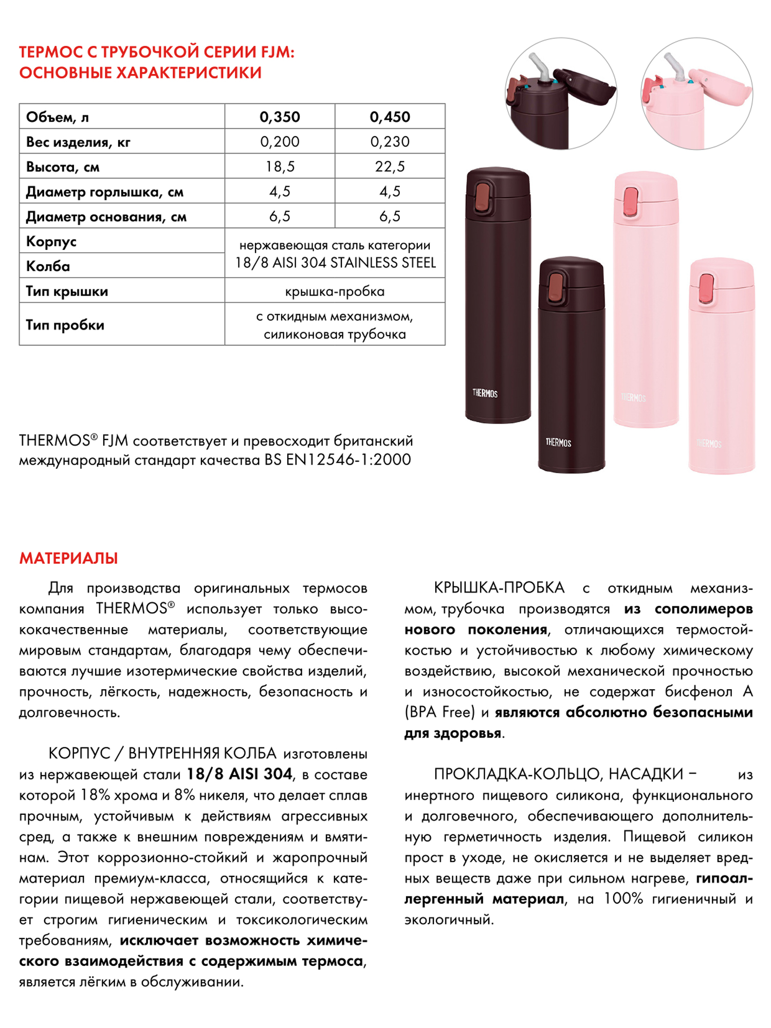 Термокружка для чая 450 мл с трубочкой THERMOS FJM-450 шоколадная – нержавеющая сталь герметичная тепло/холод 8/12 часов - фото 13