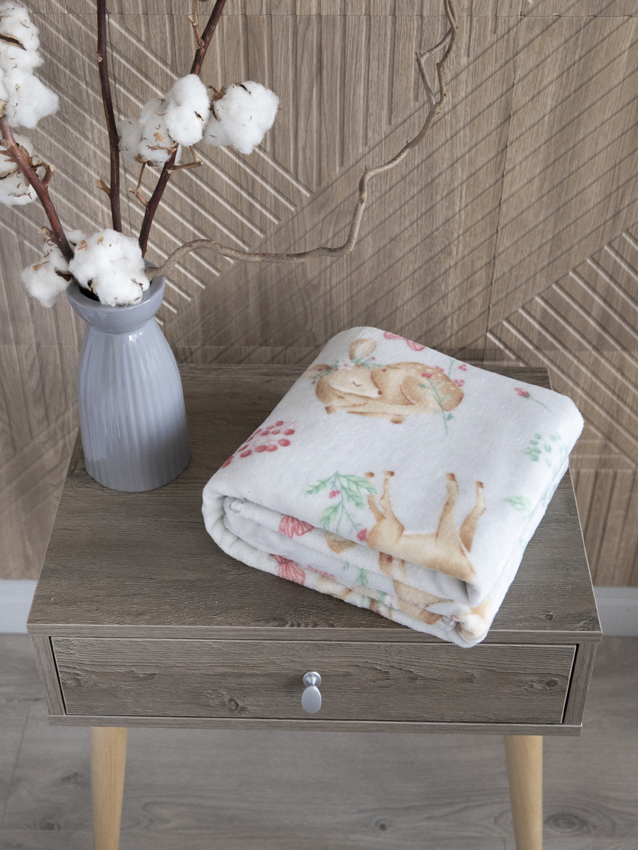 Плед для новорожденных Baby Nice MICRO FLANNEL Оленята серый 100х118 - фото 3