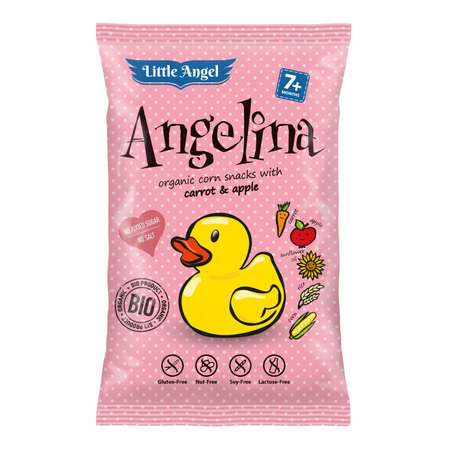 Снеки LittleAngel Angelina органические кукурузные с морковью и яблоком 30г