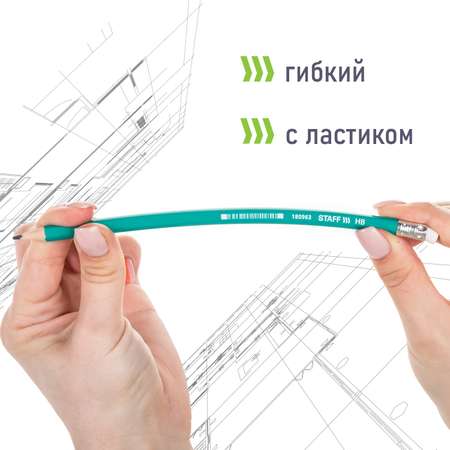 Карандаши чернографитные Staff 12 шт.