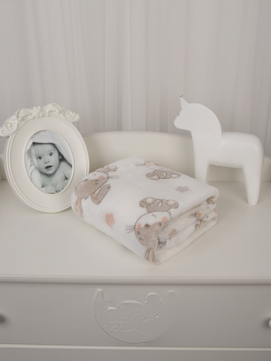 Плед для малышей Baby Nice VELSOFT 3D Зайки на белом 100х118 - фото 2