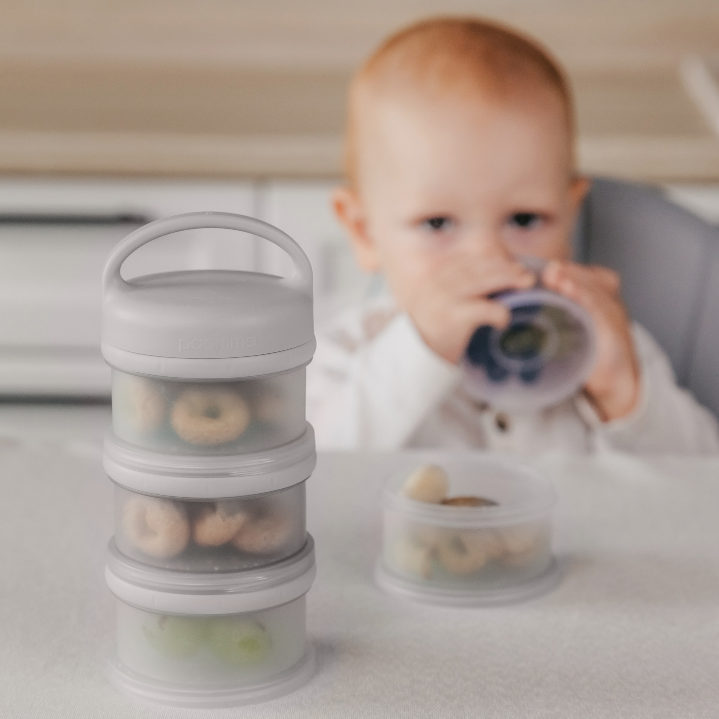 Контейнер для молочной смеси Paomma и детского питания 3 отделения цвет Серый - фото 10