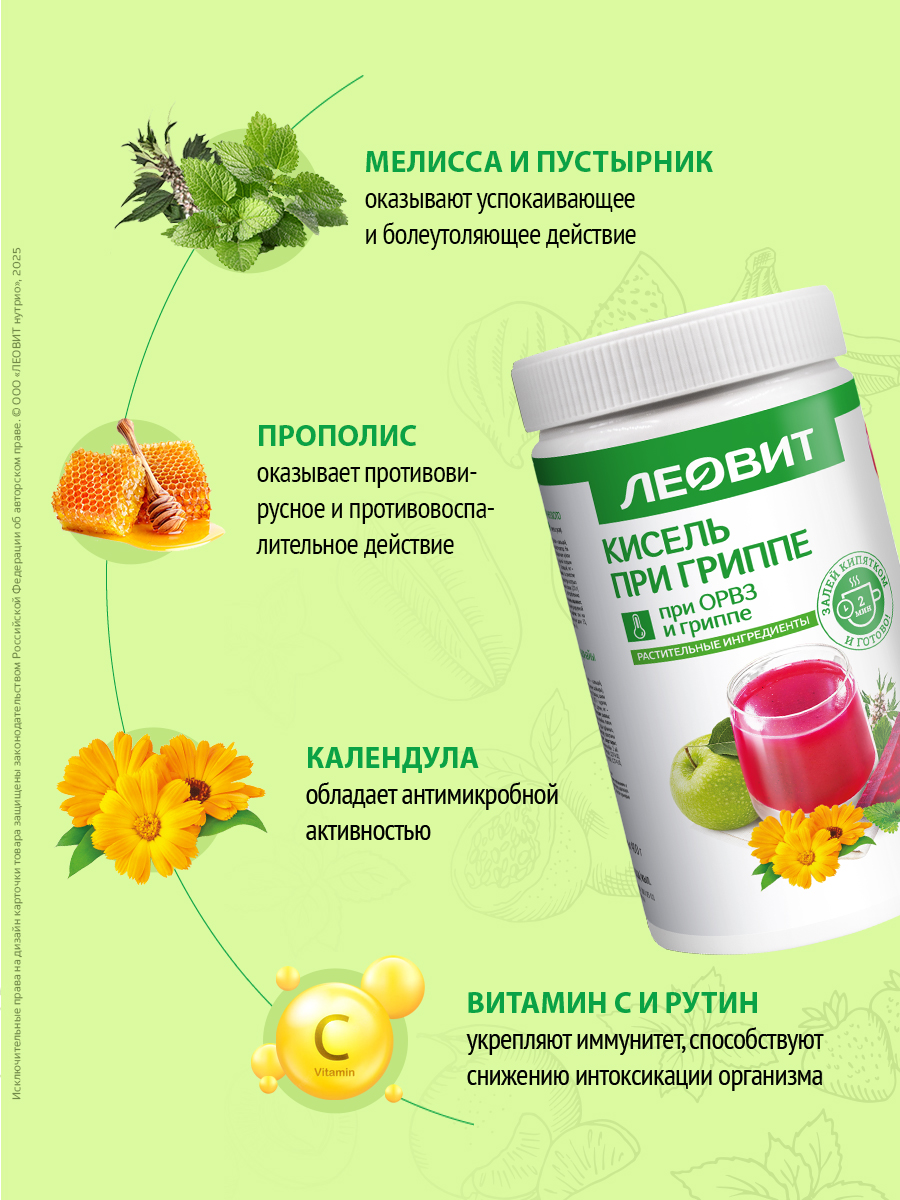 Кисель при Гриппе Леовит овсяный натуральный 400гр - фото 7