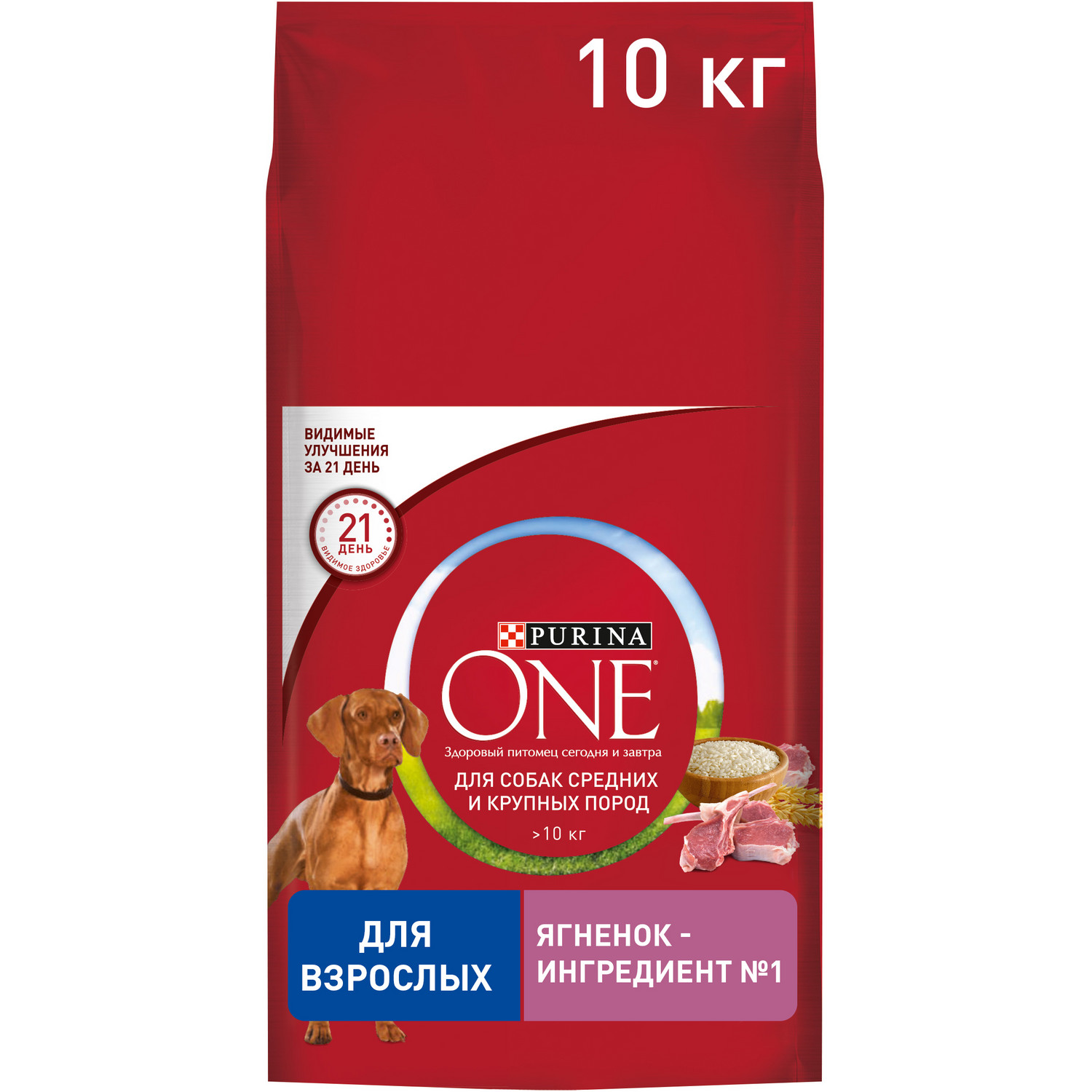 Корм для собак Purina One средних и крупных пород с ягненком и рисом сухой 10кг - фото 1