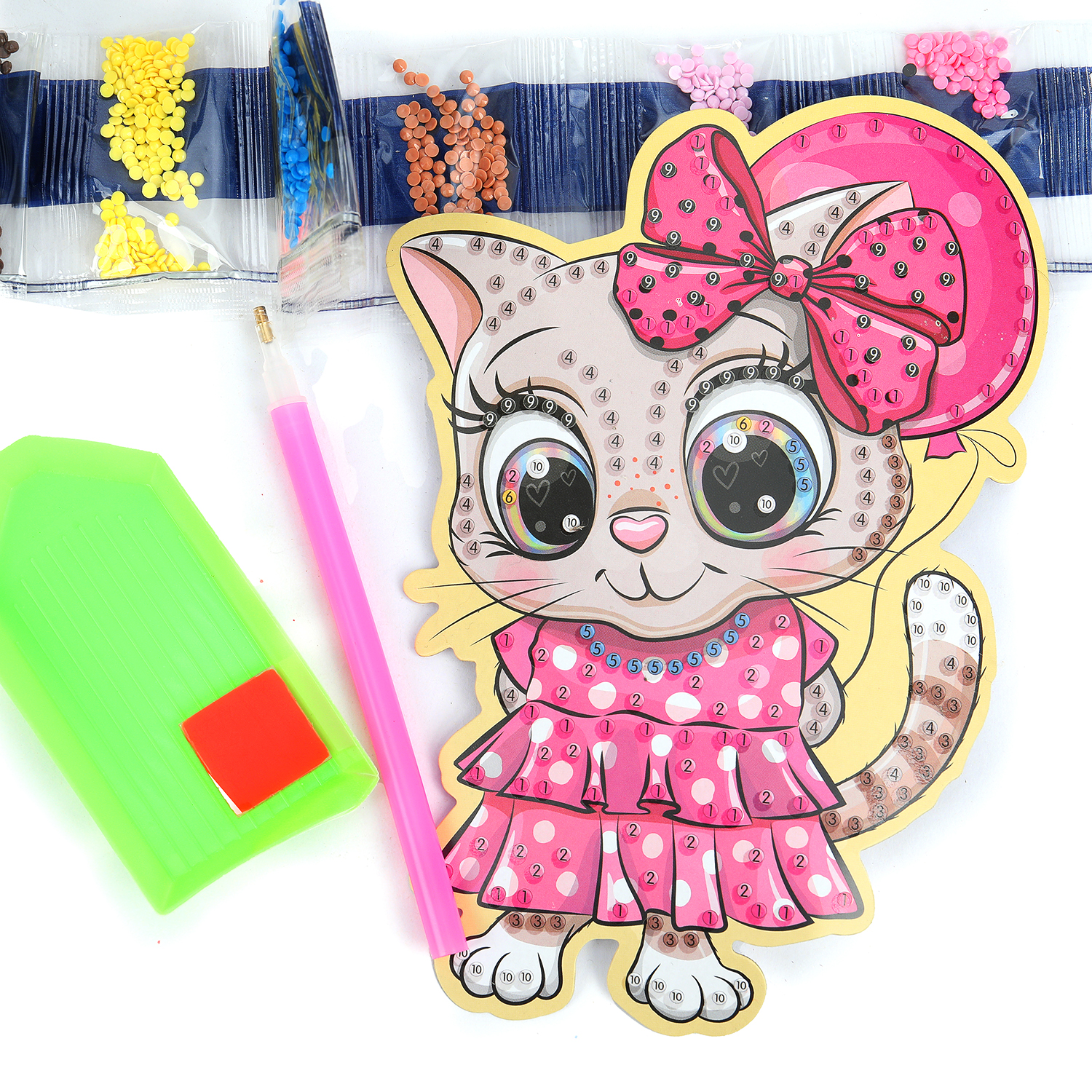 Алмазная мозаика Multiart Кошечка с шариком - фото 4