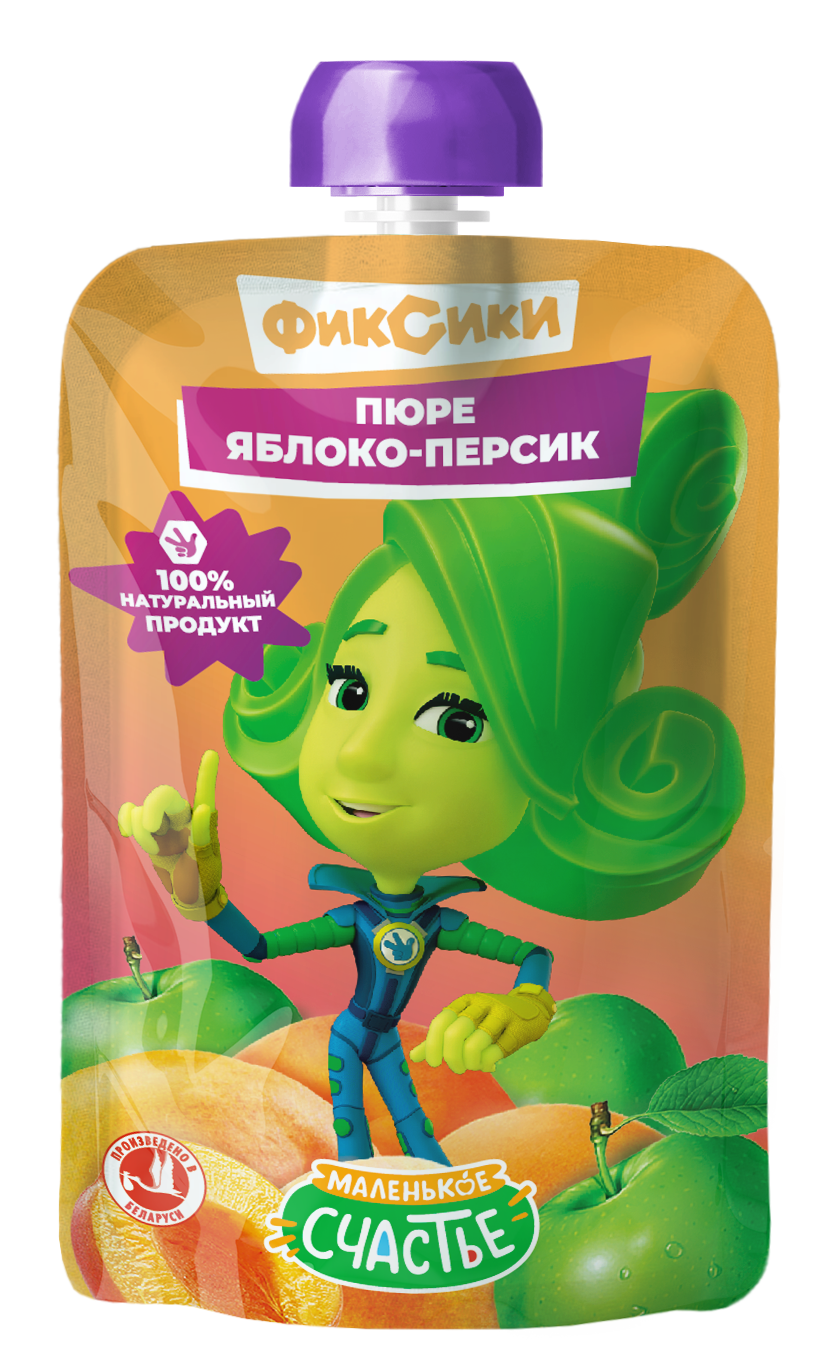Пюре Фиксики Яблоко-персик с 5 мес 90 г - фото 1