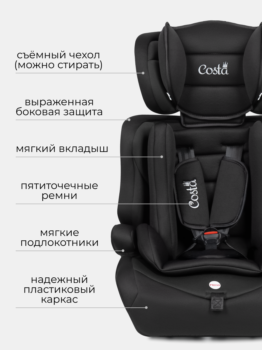 Автокресло Costa HC-01 1/2/3 (9-36 кг) черный - фото 5