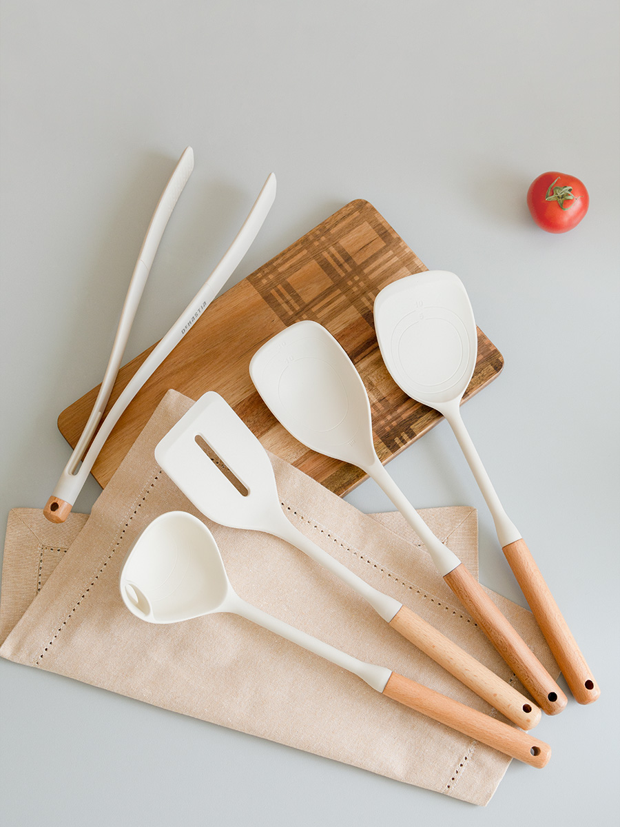 Половник DeNASTIA Силвуд 33x8x6.5 см силикон бук молочный A000346 - фото 8