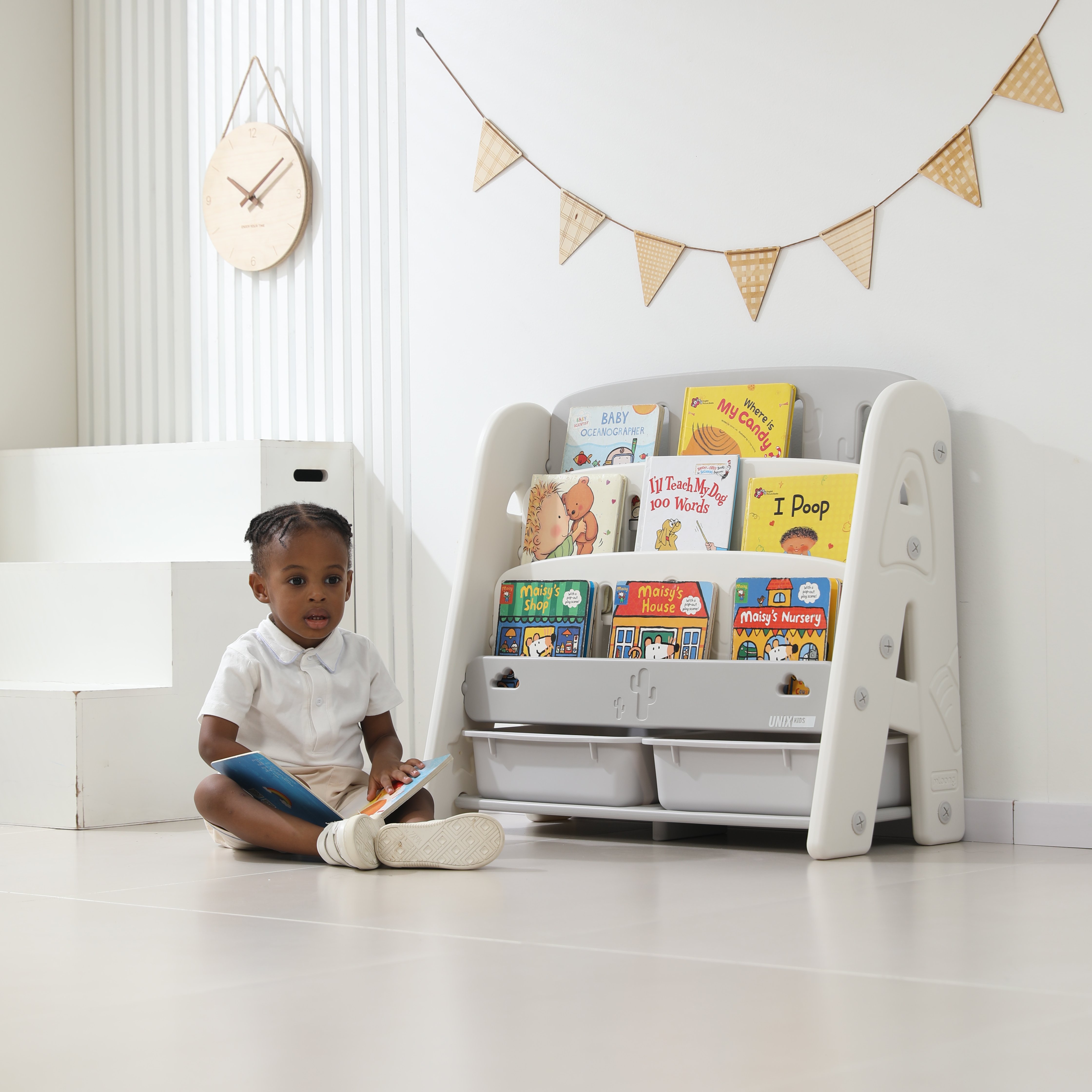 Стеллаж для книг UNIX Kids Сactus Grey - фото 12