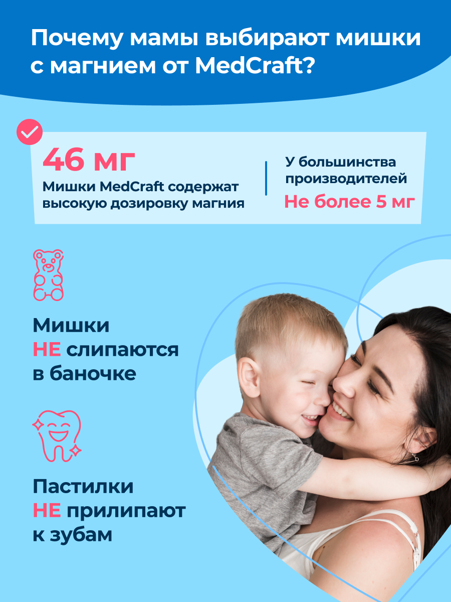 БАД MedCraft Магний для детей мишки - фото 3