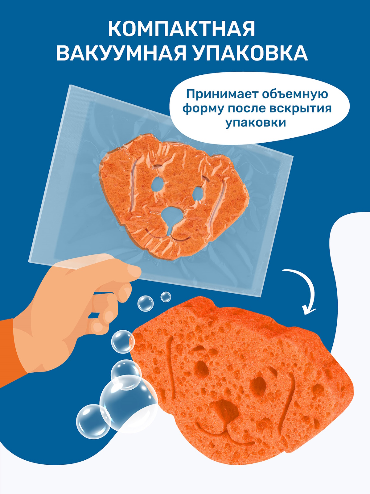 Губка для мытья животных ZOORIK собака оранжевая 1 шт - фото 4