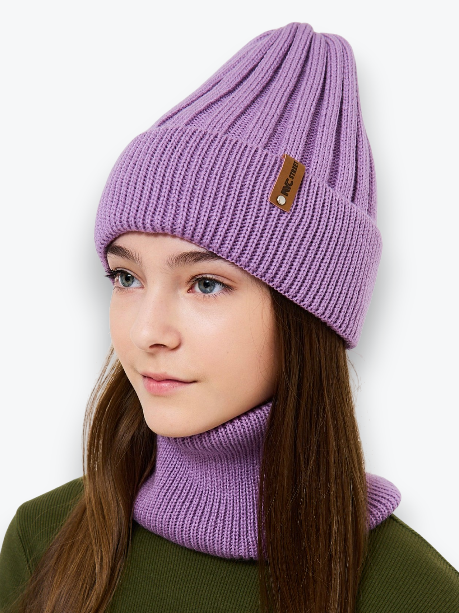 Шапка и снуд NYCkids NYC-H-54-WIDEstr-purp - фото 1