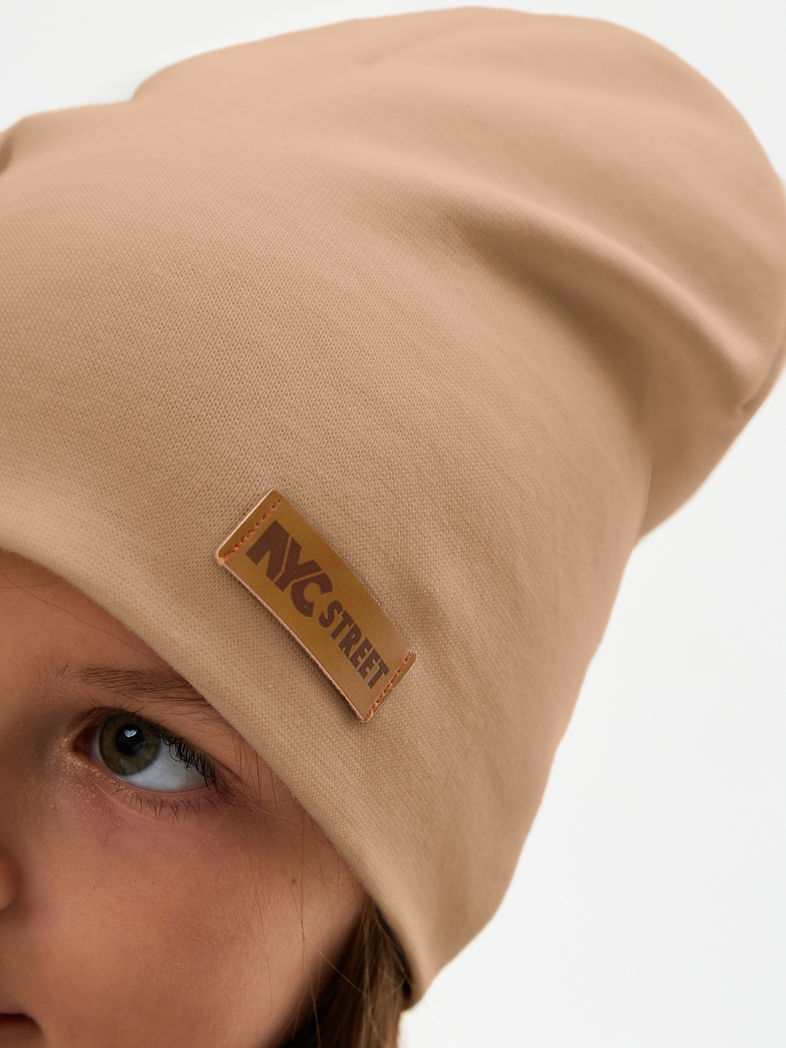 Шапка и снуд NYCkids NYC-H-67-plainG-caramel - фото 11