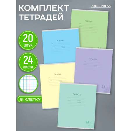 Тетрадь Prof-Press клетка 24 лист. 20 шт.