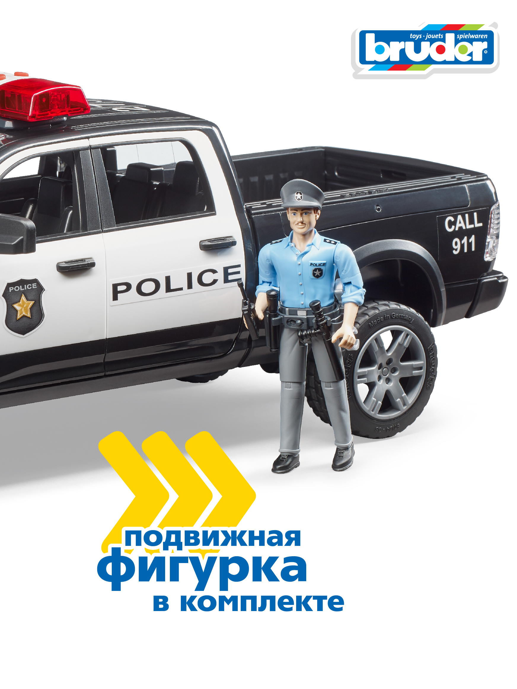 Внедорожник Bruder RAM 2500 полицейск. с фигуркой 02-505 - фото 7