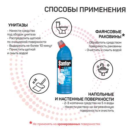Средство чистящее для унитаза Sanfor гель Морской бриз 1 л 2 шт
